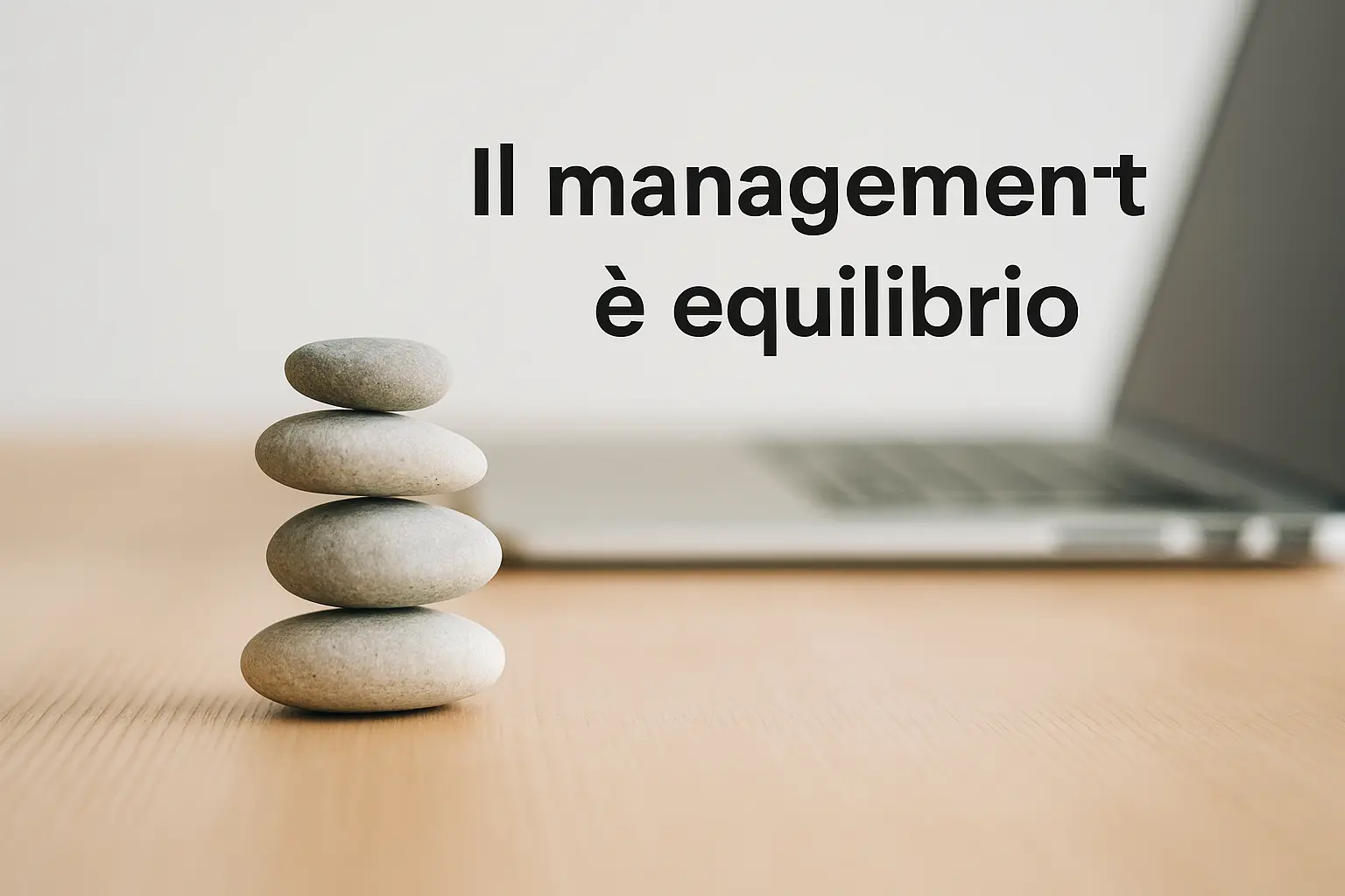 Sassi in equilibrio che simboleggiano l’equilibrio e la stabilità del management consapevole.