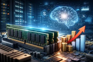 Moduli di memoria RAM e server utilizzati nei data center per l’intelligenza artificiale