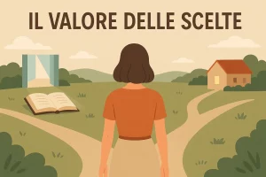 Illustrazione realistica che rappresenta diverse possibilità di vita e di scelta, simbolo del valore delle decisioni individuali e dell’uguaglianza delle donne nella società.