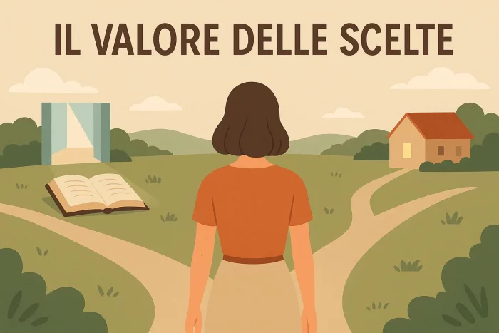 Illustrazione realistica che rappresenta diverse possibilità di vita e di scelta, simbolo del valore delle decisioni individuali e dell’uguaglianza delle donne nella società.