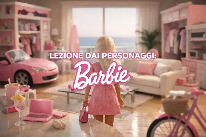 Immagine simbolica ispirata a Barbie e ai suoi oggetti iconici, usata per riflettere sul successo che rischia di diventare invisibile nel tempo