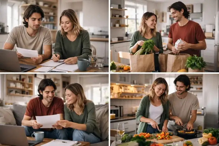 Due persone che convivono e condividono le attività quotidiane: spesa, cucina, gestione delle spese e vita in casa